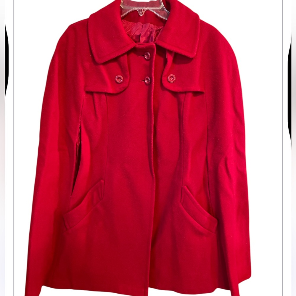 Rothschild wool red cape Pancho size medium to XL 1970’s mob wife coat jacket